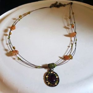 Pretty brown, green, and peach necklace